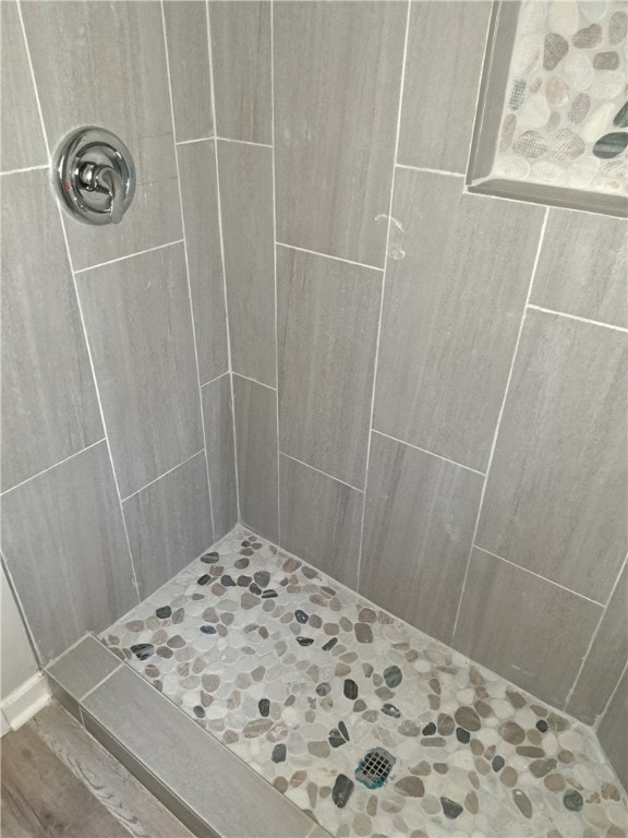 interior details with a shower stall