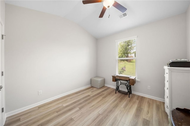 2144 Covey Dr, Auburn, AL 36879 - bedroom featuring vaulted ceiling, light wood-style floors, and ceiling fan