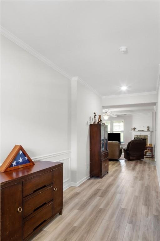 2144 Covey Dr, Auburn, AL 36879 - hallway featuring ornamental molding and light wood finished floors