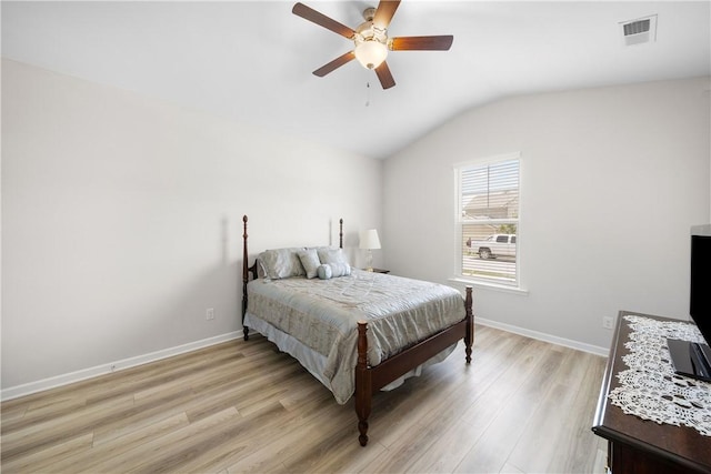 2144 Covey Dr, Auburn, AL 36879 - bedroom featuring vaulted ceiling, light wood finished floors, and ceiling fan
