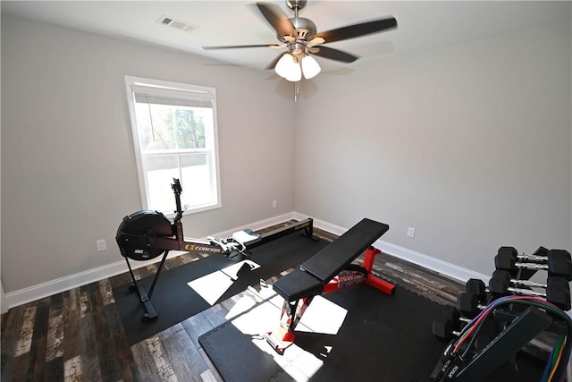 86 Lee Road 2229, Opelika, AL 36804 - workout area with a ceiling fan, wood finished floors, and baseboards