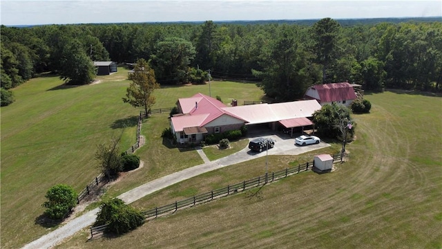 drone / aerial view featuring a rural view