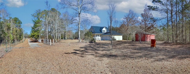 view of yard with a garage