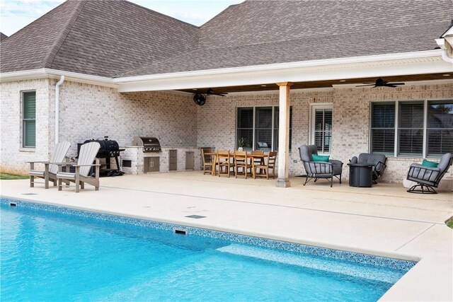 110 Newton Way, Auburn, AL 36830 - swimming pool featuring area for grilling, ceiling fan, and a patio area