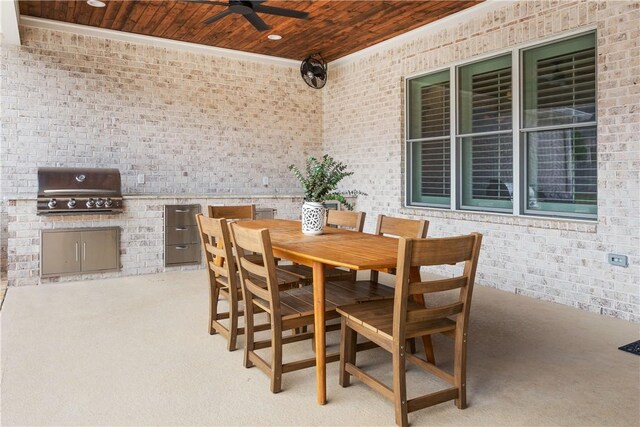 110 Newton Way, Auburn, AL 36830 - view of patio / terrace featuring exterior kitchen, a ceiling fan, and outdoor dining space