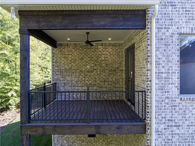 wooden terrace with ceiling fan