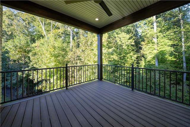 deck featuring ceiling fan