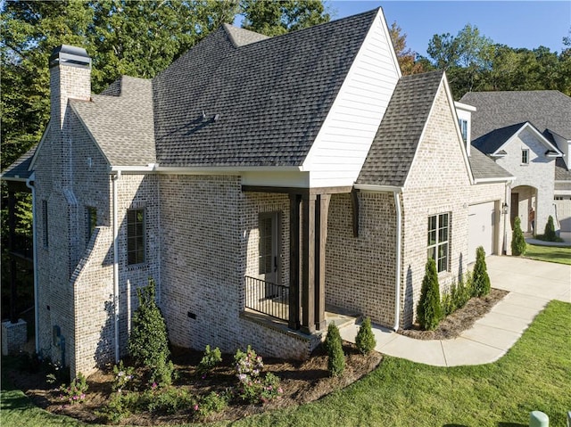 exterior space featuring a garage