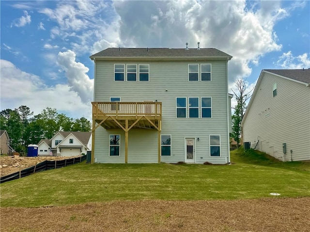 2260 Red Tail Ln, Auburn, AL 36879 - back of property featuring central air condition unit and a wooden deck