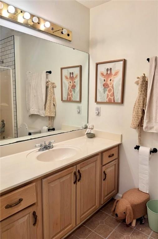 1377 E University Dr, Auburn, AL 36830 - full bath with an enclosed shower, vanity, and tile patterned floors