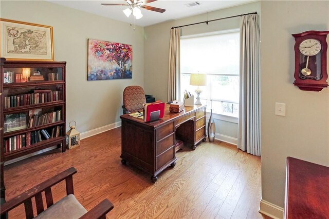 3403 Double Eagle Ln, Opelika, AL 36801 - office with a ceiling fan, light wood-type flooring, and baseboards