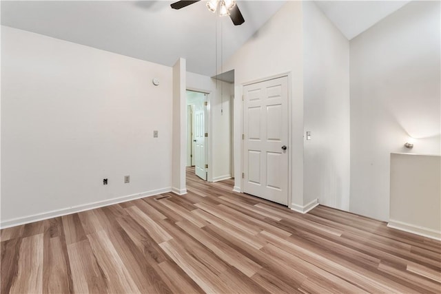 283 Ivy Ln, Auburn, AL 36830 - spare room featuring light wood-style flooring, a ceiling fan, and lofted ceiling