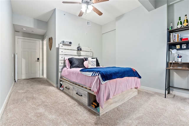 277 S Gay St Unit 601, Auburn, AL 36830 - bedroom with baseboards, ceiling fan, and carpet