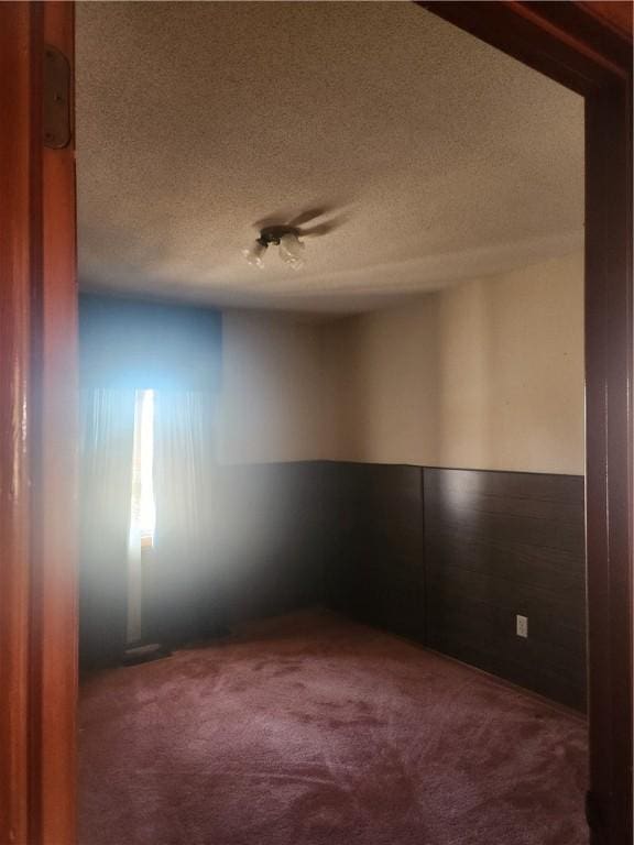 carpeted spare room featuring a textured ceiling