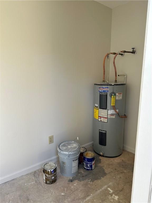 utility room featuring electric water heater