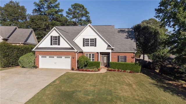 view of front facade with a garage and a front yard