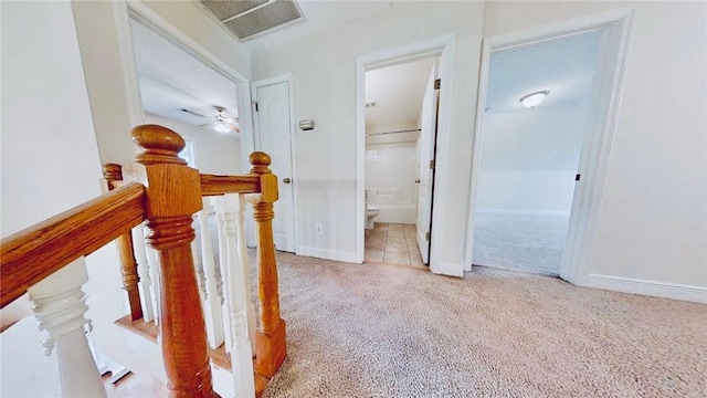 3666 Hawks Lndg, Auburn, AL 36804 - hallway with an upstairs landing and carpet floors