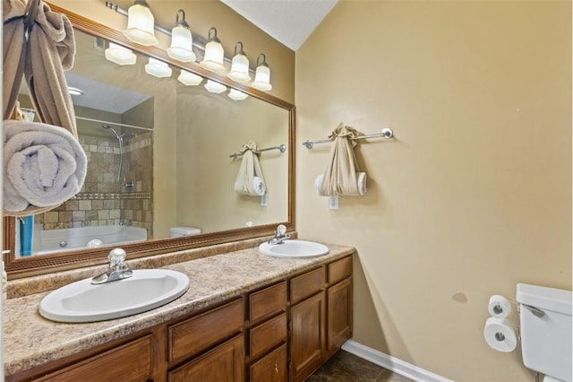 1417 Ridge Rd, Opelika, AL 36801 - bathroom featuring tub / shower combination, double vanity, and tile patterned floors
