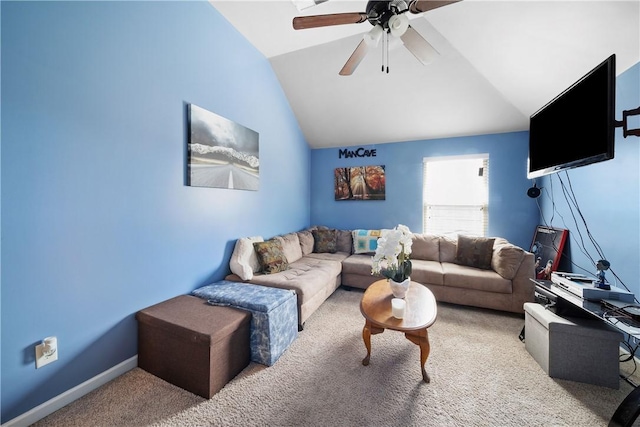 300 Holland Loop, Smiths Station, AL 36877 - living room with carpet floors, lofted ceiling, and ceiling fan