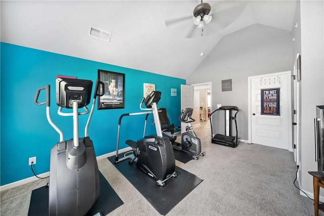 300 Holland Loop, Smiths Station, AL 36877 - exercise room with ceiling fan, vaulted ceiling, and carpet