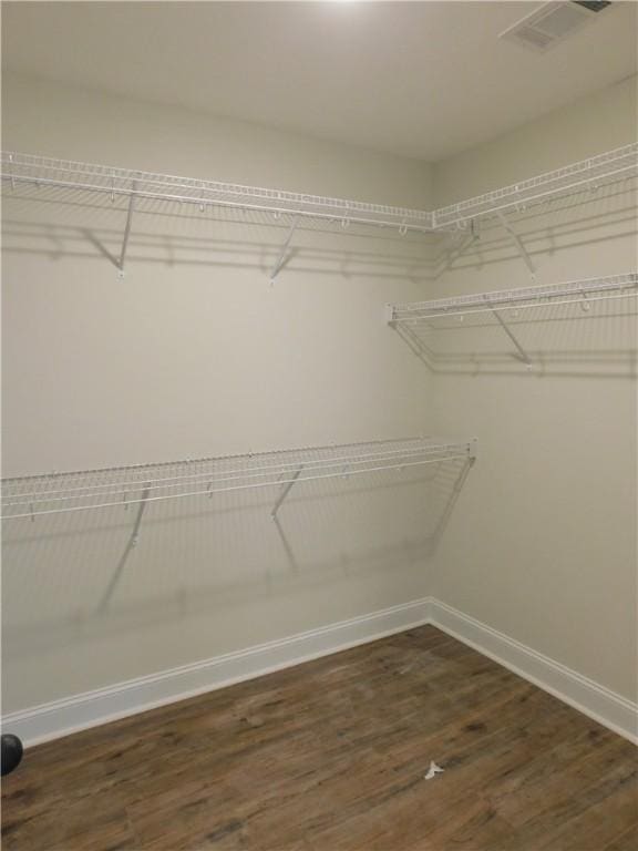 walk in closet featuring dark hardwood / wood-style flooring