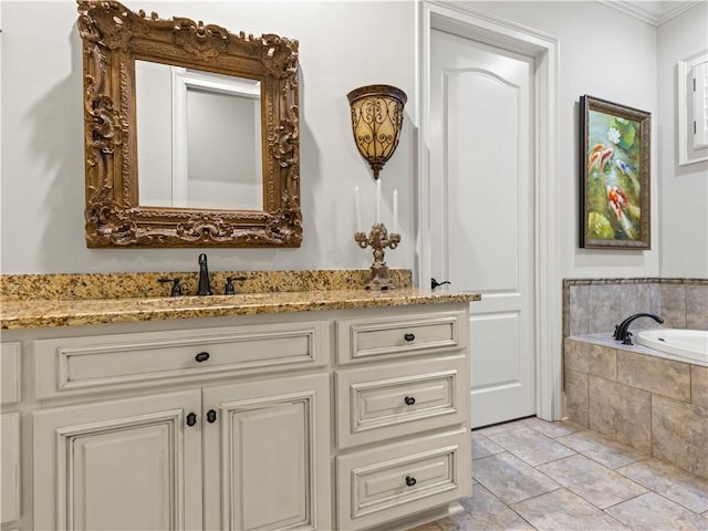 1655 Alex Ave, Auburn, AL 36030 - full bathroom with vanity, crown molding, and a garden tub