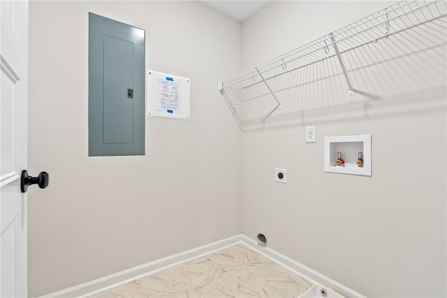 750 Mcdonald Dr, Opelika, AL 36801 - washroom with electric panel, hookup for an electric dryer, washer hookup, and marble finish flooring