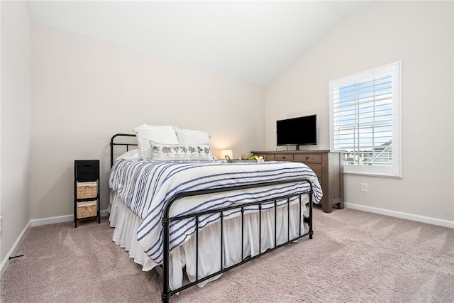 1803 Solamere Ct, Auburn, AL 36832 - bedroom with light carpet, vaulted ceiling, and baseboards