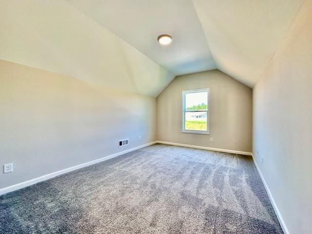 additional living space featuring carpet and lofted ceiling