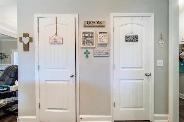 interior space with ornamental molding