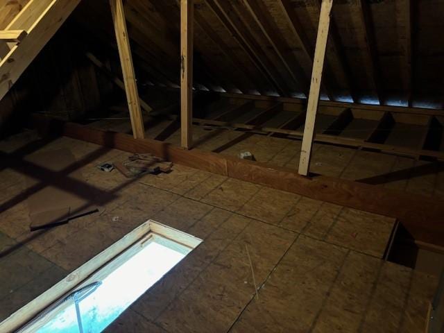 view of unfinished attic