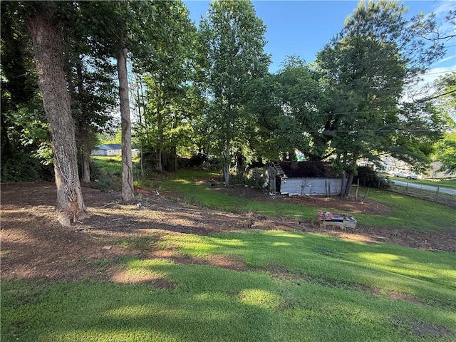 view of yard with a shed and an outdoor structure