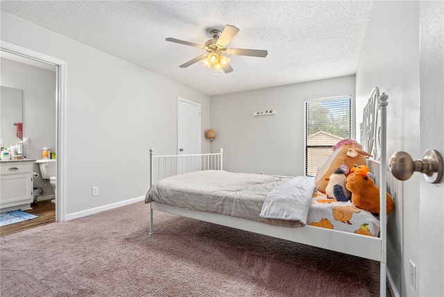 1041 Stonegate Dr Unit C, Auburn, AL 36830 - bedroom featuring carpet flooring, a textured ceiling, a ceiling fan, and baseboards