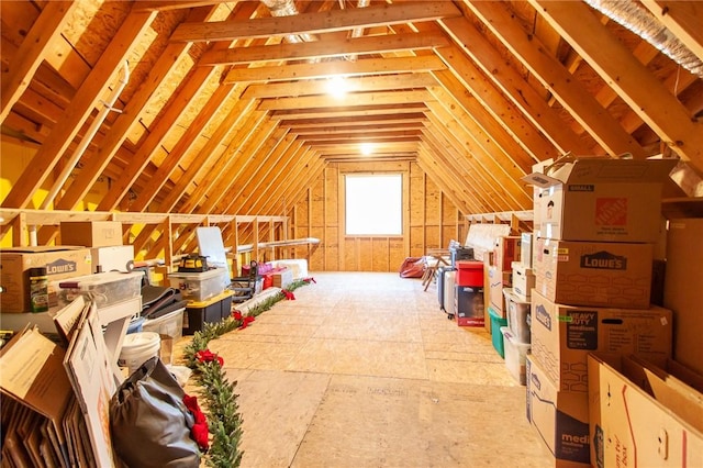 view of unfinished attic