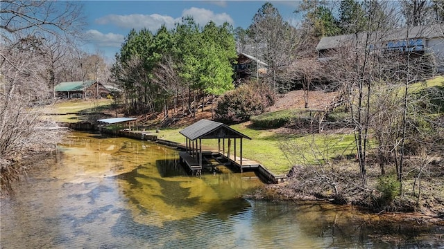 exterior space with a dock