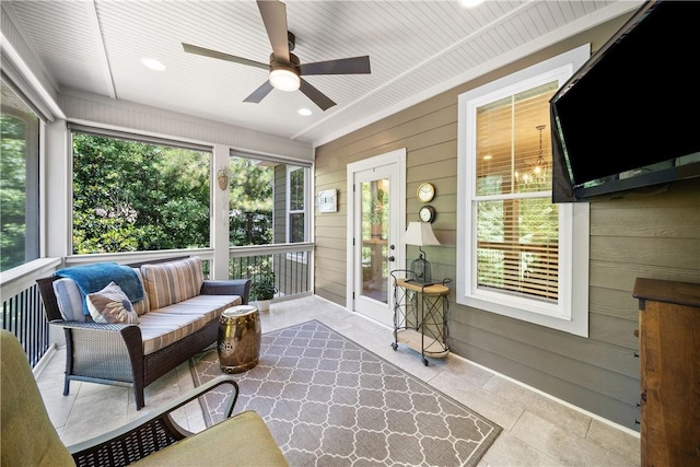 3102 Quail Run, Opelika, AL 36801 - sunroom / solarium featuring a ceiling fan and plenty of natural light