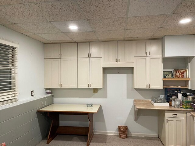 335 Forsythia Ct, Auburn, AL 36830 - kitchen with recessed lighting, light countertops, a drop ceiling, open shelves, and white cabinetry