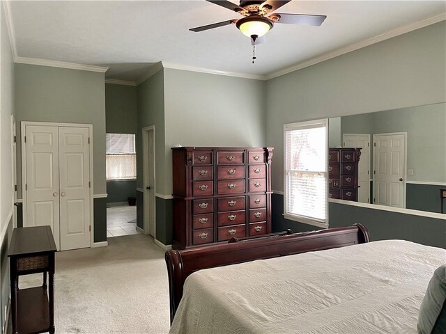 335 Forsythia Ct, Auburn, AL 36830 - carpeted bedroom featuring ornamental molding and a ceiling fan