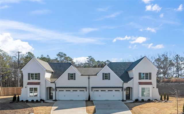 view of front of property with a garage