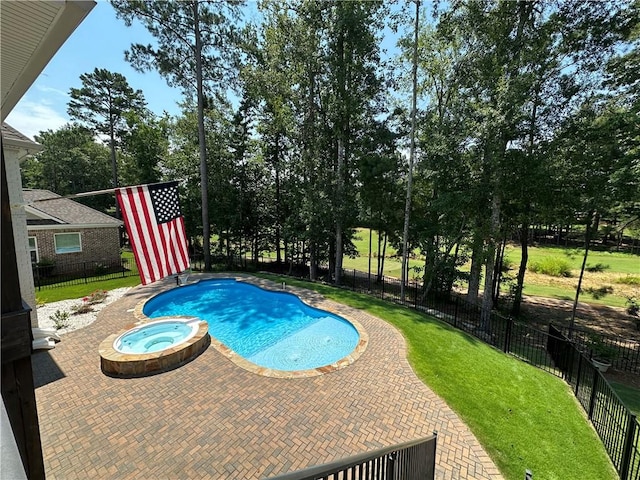 1179 Still Hunt Ln, Auburn, AL 36832 - view of swimming pool with a patio, a fenced backyard, and a pool with connected hot tub