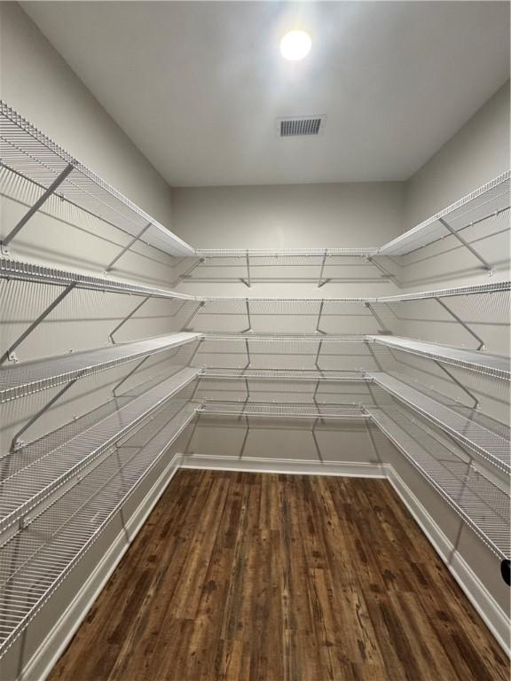 spacious closet with hardwood / wood-style floors