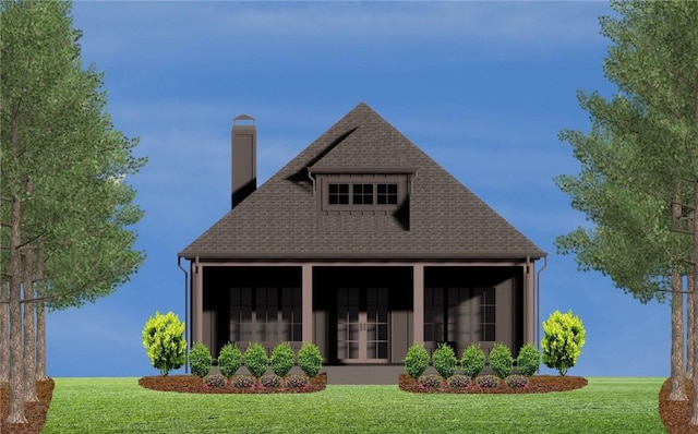 593 Elks Pkwy, Alexander City, AL 35010 - back of house featuring a chimney, a yard, and roof with shingles
