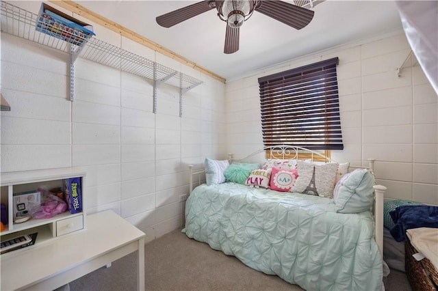 1701 Lee Road 353, Valley, AL 36854 - bedroom with tile walls, carpet, crown molding, and a ceiling fan