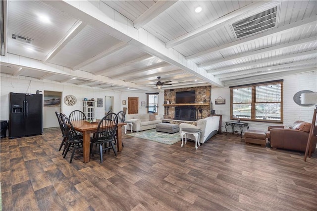 1701 Lee Road 353, Valley, AL 36854 - dining space featuring dark wood-type flooring, ceiling fan, and beamed ceiling