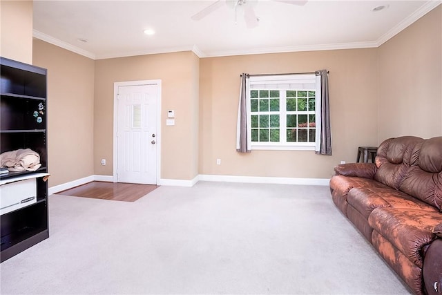 1957 Wire Rd Unit 21, Auburn, AL 36832 - living area with carpet flooring, crown molding, ceiling fan, and recessed lighting