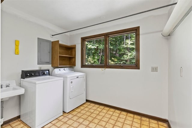 711 Oak Knoll Cir, Auburn, AL 36830 - laundry area featuring electric panel and washer and clothes dryer