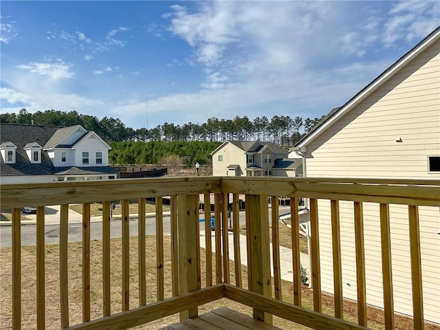 deck with a residential view