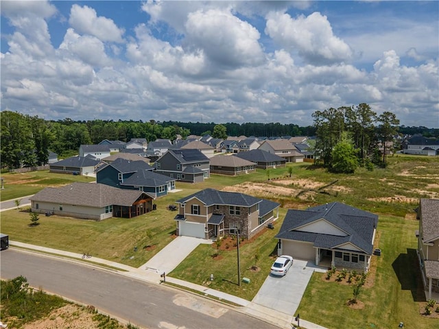 birds eye view of property with a residential view