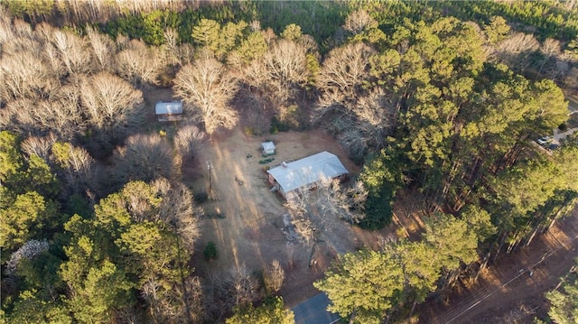 drone / aerial view with a forest view