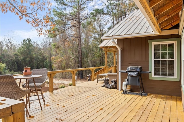 deck featuring grilling area